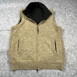 Pendleton Mens Reversible Shetland Wool‎ Fleece Vest Olive Green Black Size M